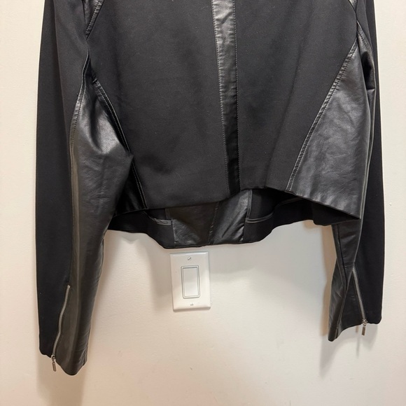 Addition Elle Michel Studio Mixed Media Faux Leather Cropped Moto Jacket Size 24 - Picture 8 of 9